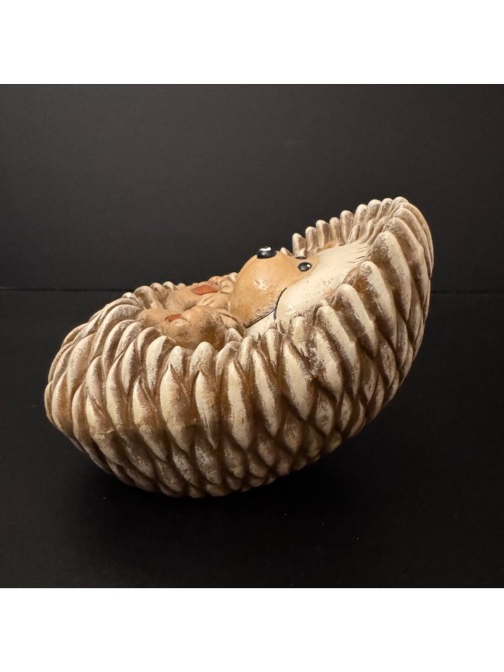Ceramic Hedgehog Figurine Sculpture In Neutral Brown Tones For Home Decor - Picture 3 of 10